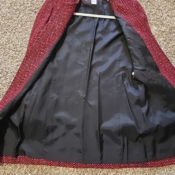 Doncaster Ladies Red And Black Wool Blend Tweed Mid Length Jacket Size 10 - Picture 10 of 11